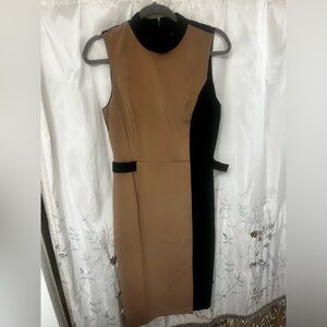 White House Black Market Sheath Dress, Work Dress Tan and Black
